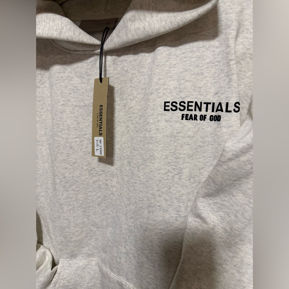 NWT ESSENTIALS Fear of God Hooded Sweatsuit Set | Hoodie & Joggers | Oatmeal - Picture 2 of 12